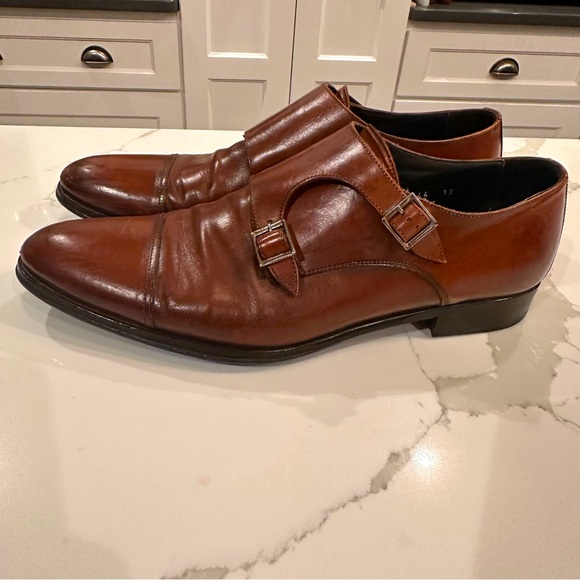 To Boot NY Adam Derrick Grant Brown Leather Dress Shoes Men 12 Double Monk Strap - Picture 1 of 14